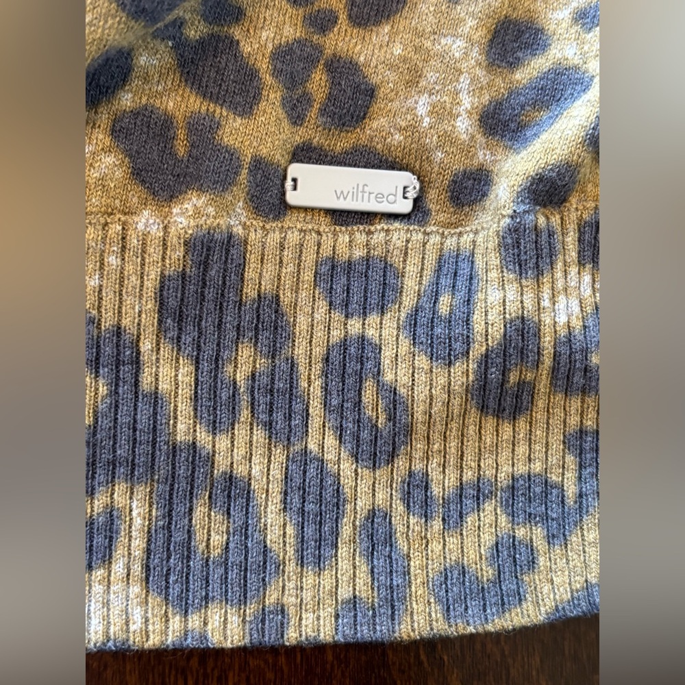 ARITZIA Wilfred Silk Cashmere Blend Animal Print Size XXS Open Cardigan Sweater - Picture 5 of 7
